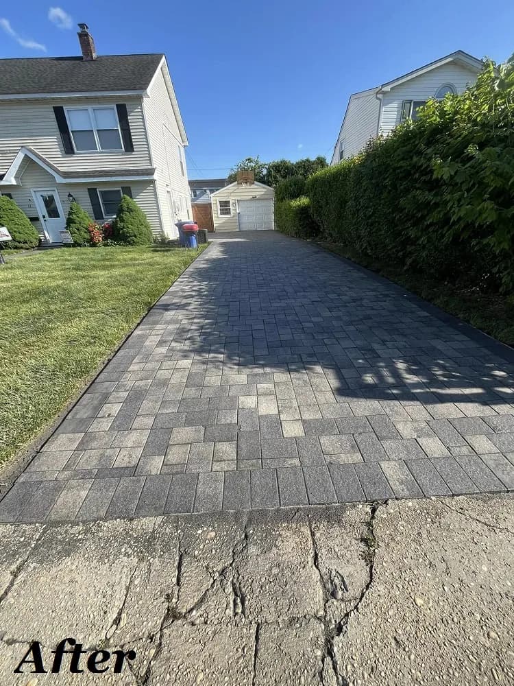 After paver repair and restoration: perfectly aligned and restored pavers