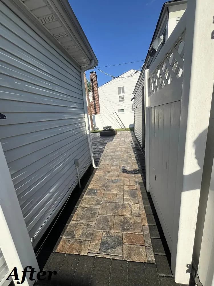After washing and sealant: walkway restored and sealed