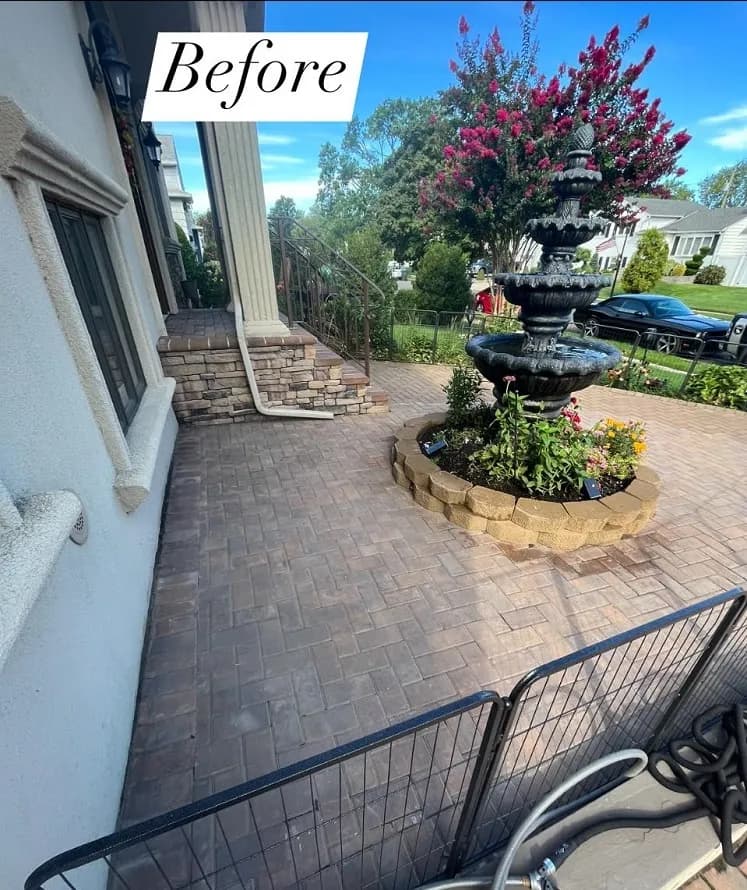 Before pavers sealant: discolored and unsealed pavers