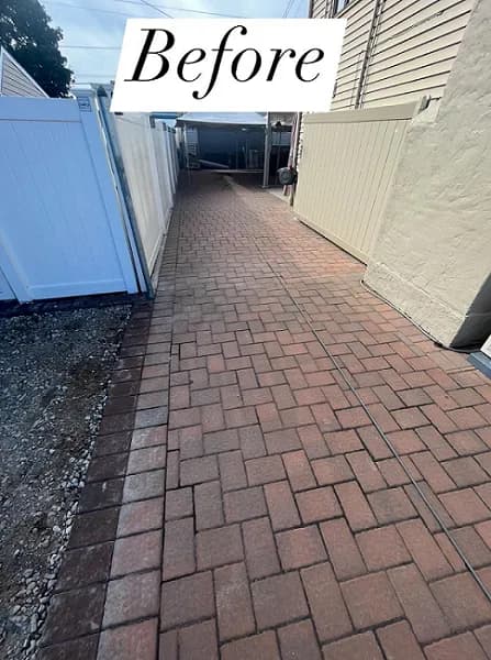 Before pavers sealant: dull and unprotected pavers