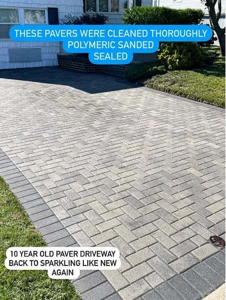 A sparkling clean driveway after thorough washing.