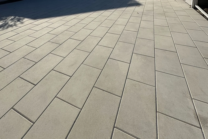 Backyard with aesthetic pavers installation